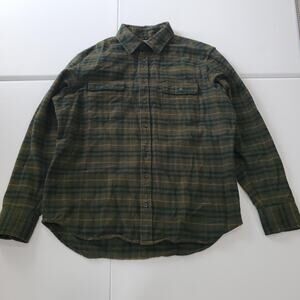 Taylor Stitch Shirt Mens 42 Green Plaid Organic Cotton Heavy Flannel Button Up